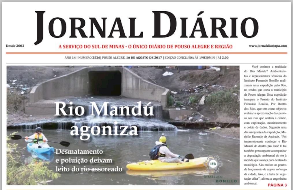 Expedição no Rio Mandú destaque no Jornal Diário